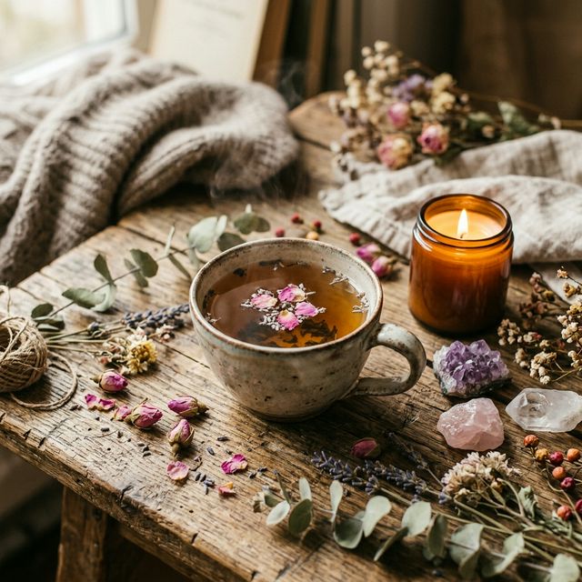 Kräutertee und Kristalle